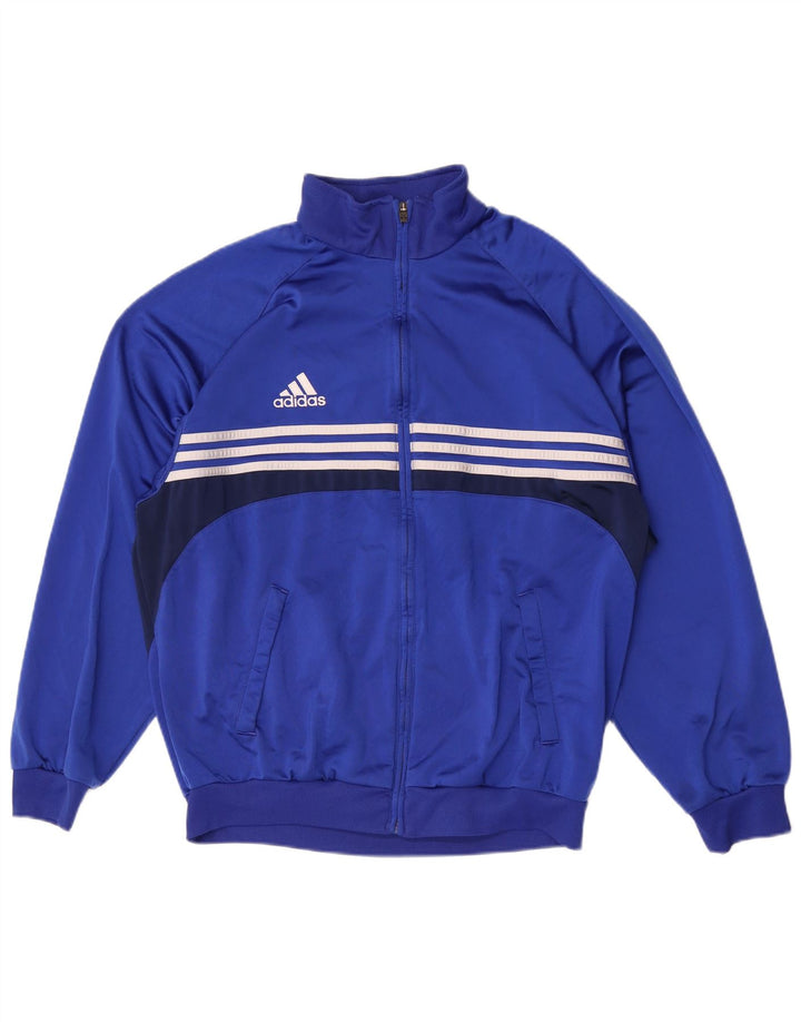 Giacca da tuta da uomo Adidas UK 44/46 Large Blu Colourblock Poliestere