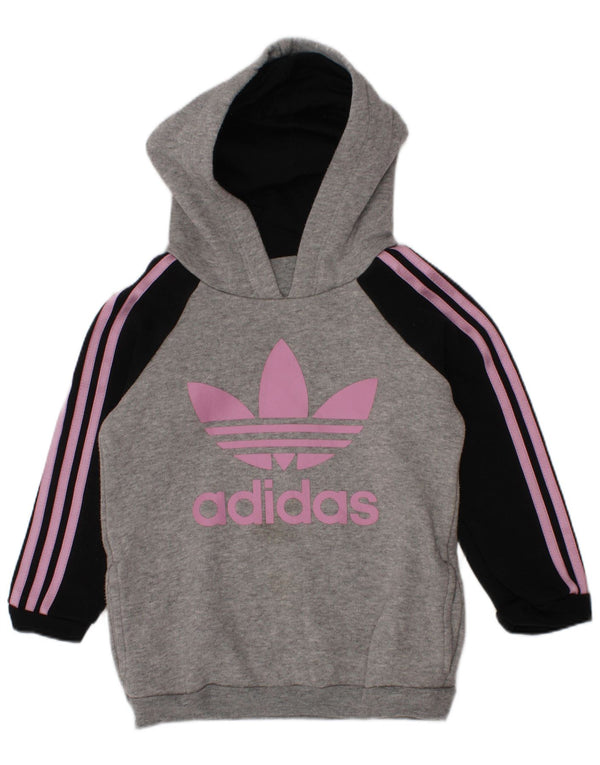 Felpa con cappuccio grafica Adidas da bambino 12-18 mesi in cotone color block grigio