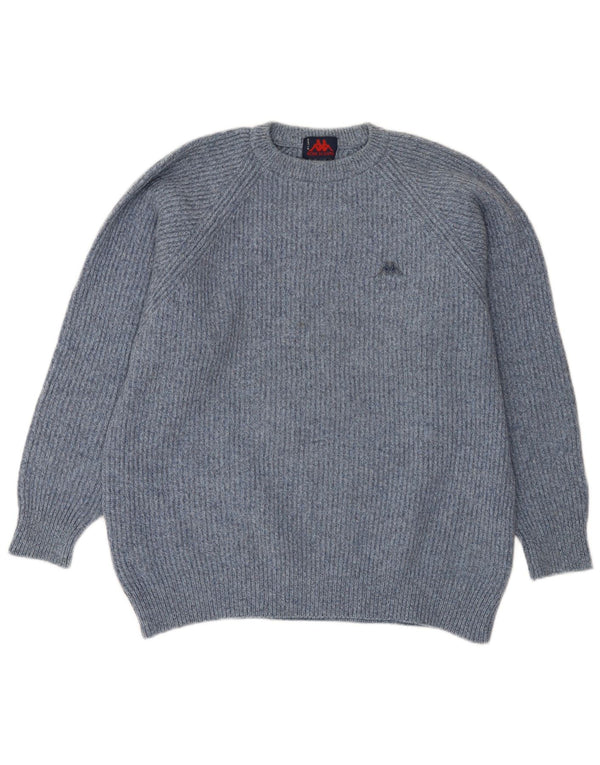 Kappa Mens Crew Neck Jumper Sweater XL Blue Flecked Merino Wool