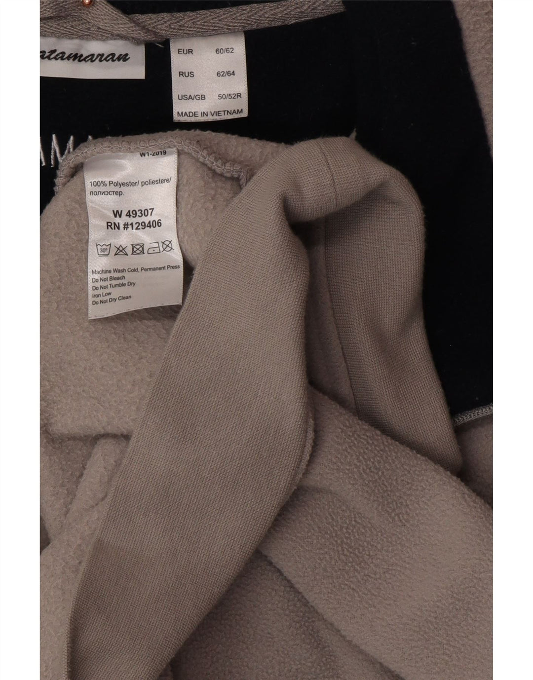 Maglione in pile da uomo con zip e collo CATAMARAN UK 50/52 4XL Poliestere grigio