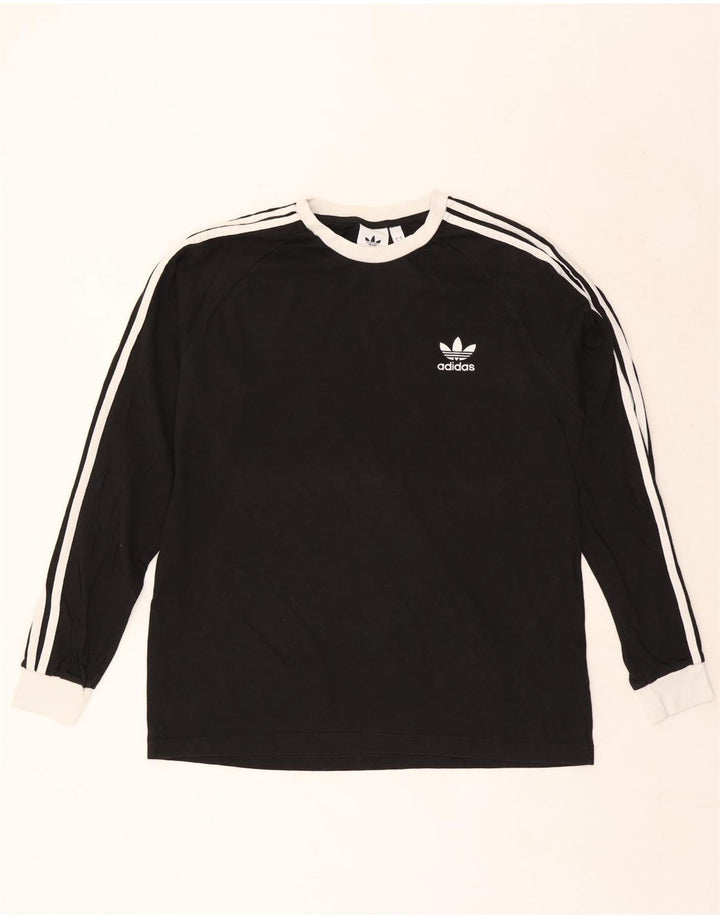 Top Adidas da uomo a manica lunga grande in cotone nero