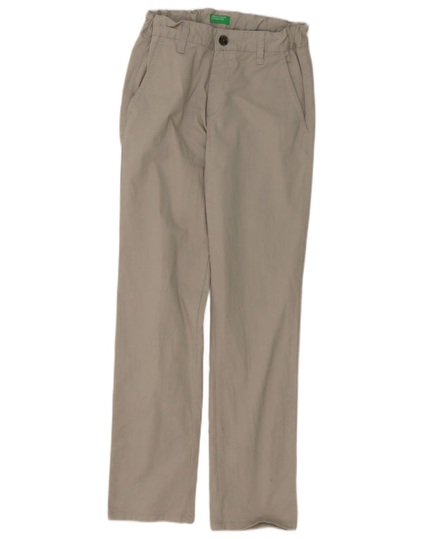 Pantaloni Chino Dritti Bambino Benetton 9-10 Anni Large Grigio Cotone