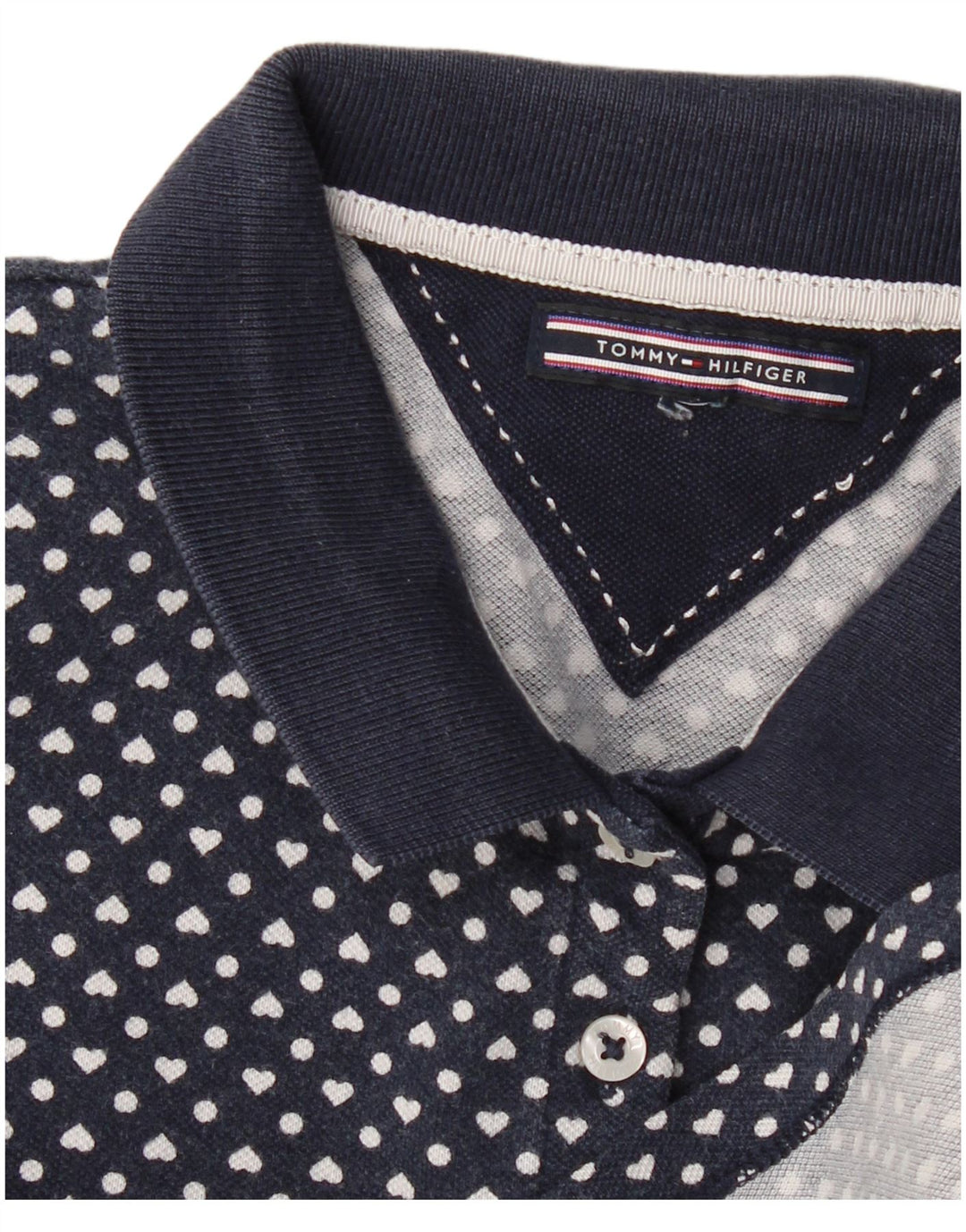 TOMMY HILFIGER Polo da donna UK 12 Medium Navy Blue Spotted