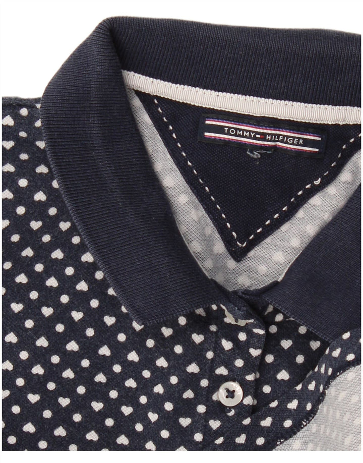 TOMMY HILFIGER Polo da donna UK 12 Medium Navy Blue Spotted