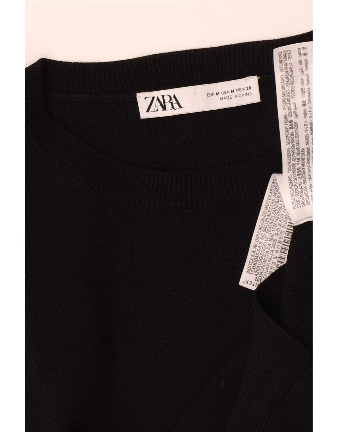 Top Zara da donna con maniche a 3/4, taglia UK 12, cotone nero medio