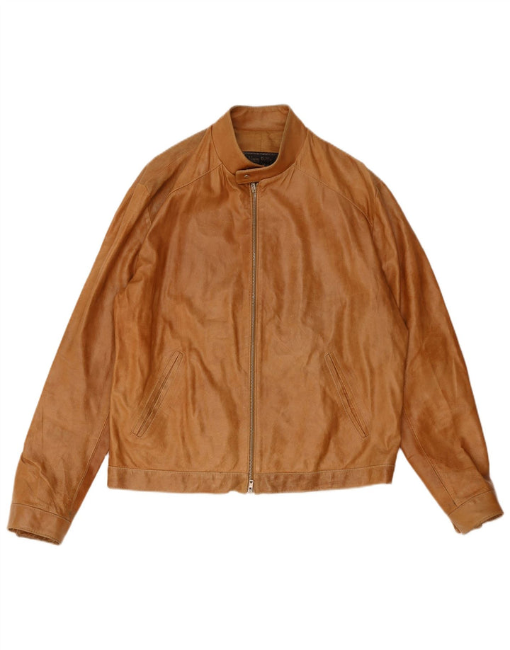 Giacca in pelle vintage da uomo IT 54 2XL Pelle marrone