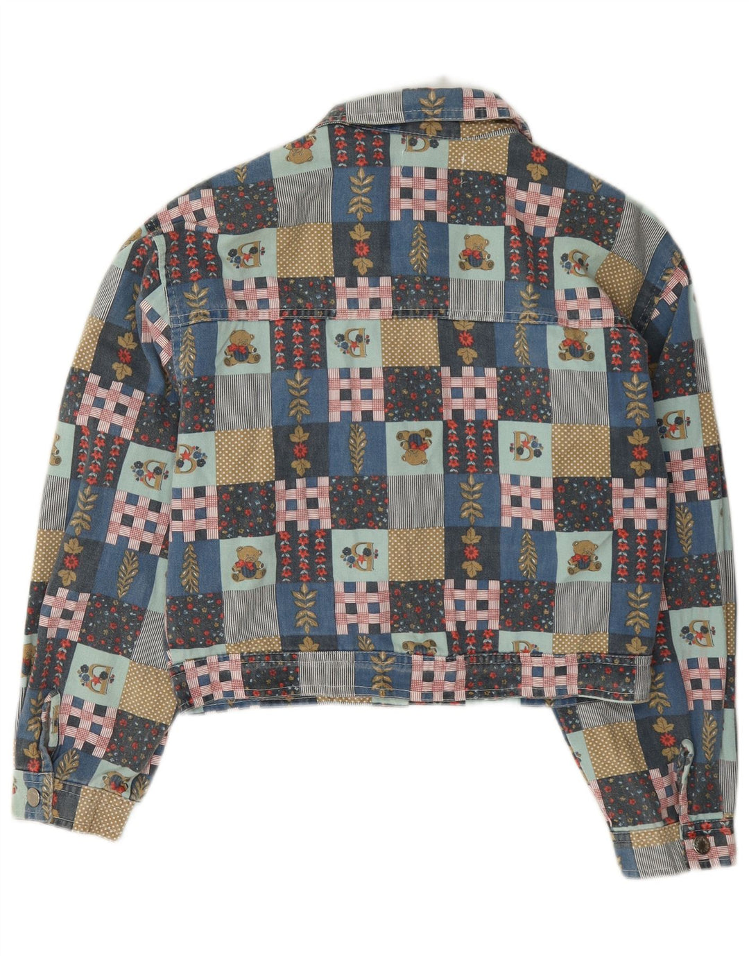 Giubbotto bomber corto da donna vintage UK 14 Patchwork medio multicolore