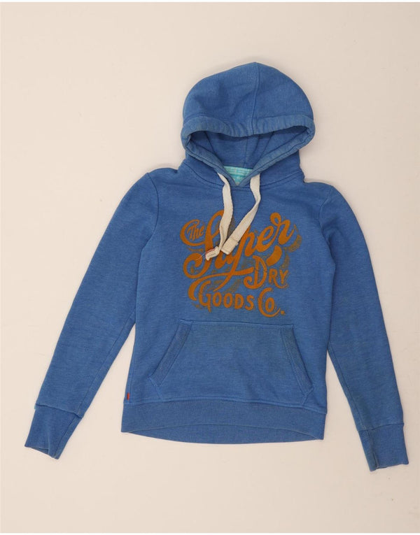 Maglione con cappuccio grafico da donna Superdry UK 10 piccolo cotone blu