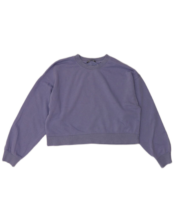Felpa corta da donna Zara UK 12 cotone viola medio