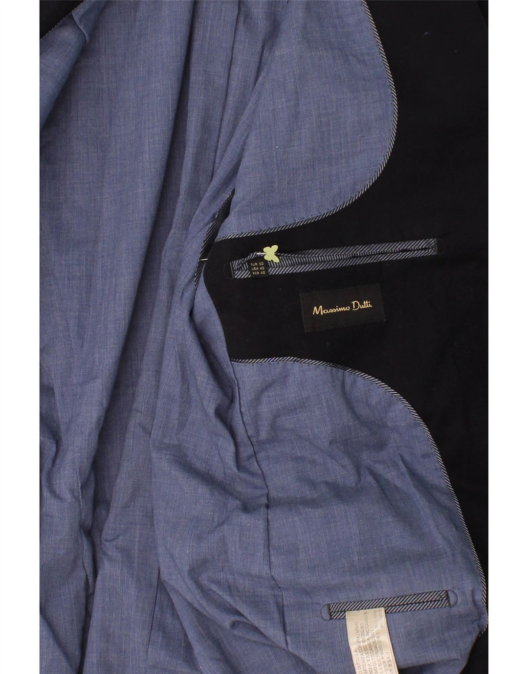 MASSIMO DUTTI Mens 2 Button Blazer Jacket EU 50 Medium Navy Blue Cotton Vintage Massimo Dutti and Second-Hand Massimo Dutti from Messina Hembry 