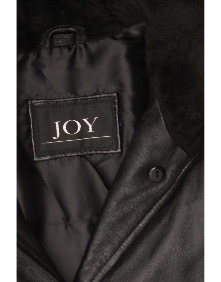 Cappotto oversize in pelle con cappuccio da donna Joy EU 40 medio nero