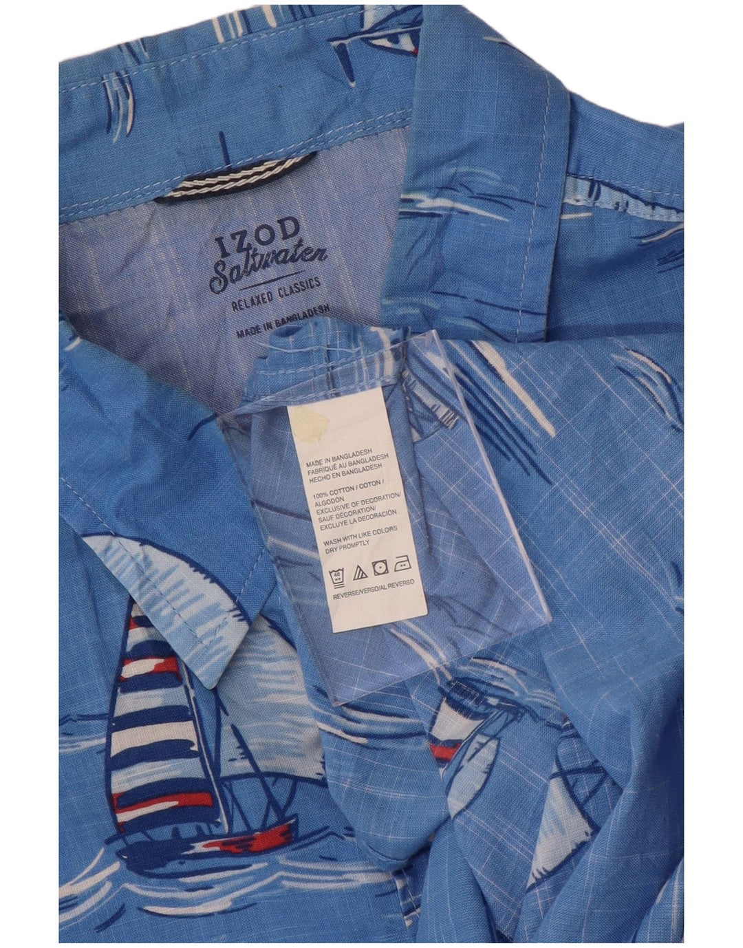Camicia a maniche corte da uomo IZOD Salt Water XL in cotone blu hawaiano
