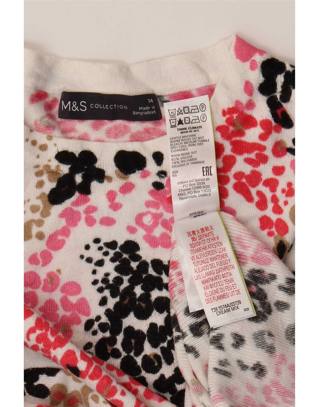 Maglione maglione girocollo da donna Marks & Spencer UK 14 grande multicolore