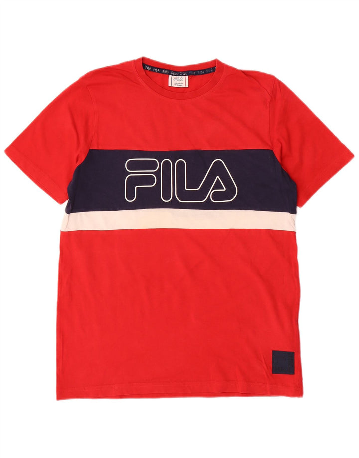 T-shirt grafica da ragazzo Fila Top 15-16 anni in cotone color block rosso
