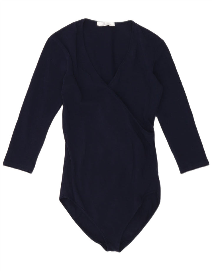 Body Zara da donna con maniche a 3/4 UK 8 Small in cotone blu navy