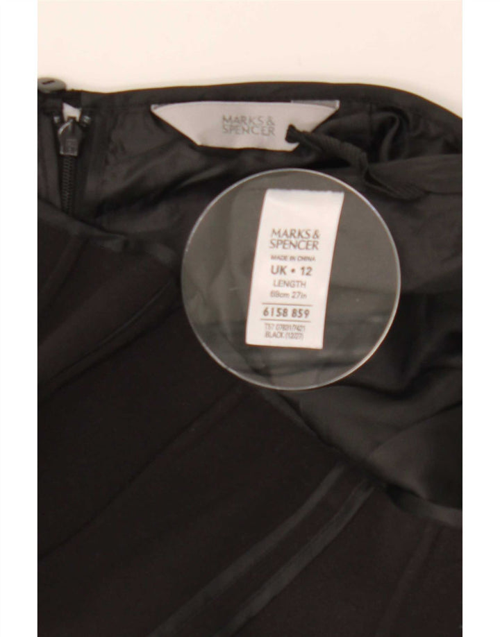 Gonna a tromba da donna Marks & Spencer UK 12 media W30 poliestere nero
