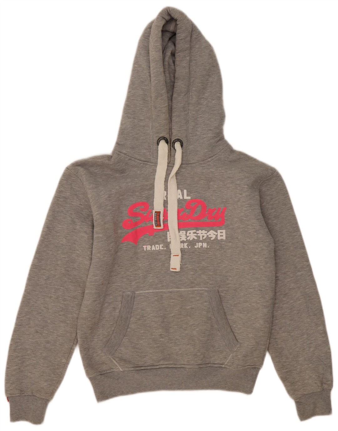Felpa con cappuccio grafica da donna Superdry UK 16 grande poliestere grigio