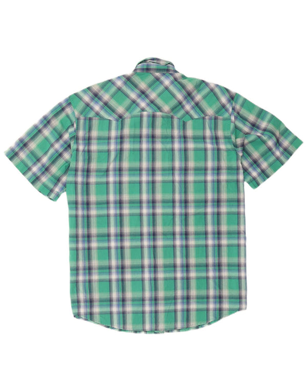 Camicia a maniche corte da uomo Wrangler XL in cotone a quadri verdi