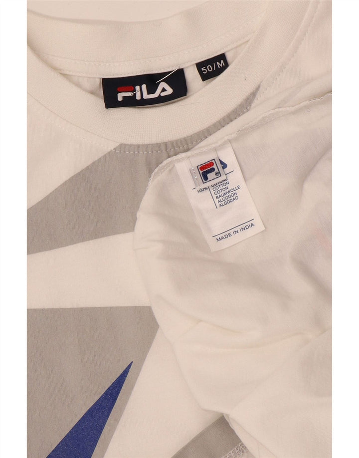 T-shirt grafica da uomo Fila Top in cotone geometrico bianco medio