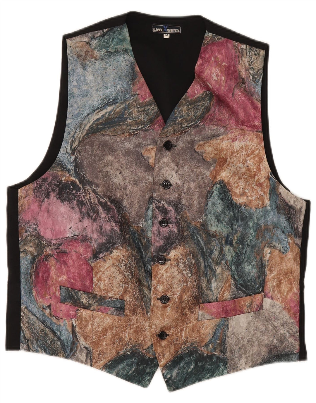 Gilet grafico da uomo vintage UK 38 Classico in poliestere multicolore medio