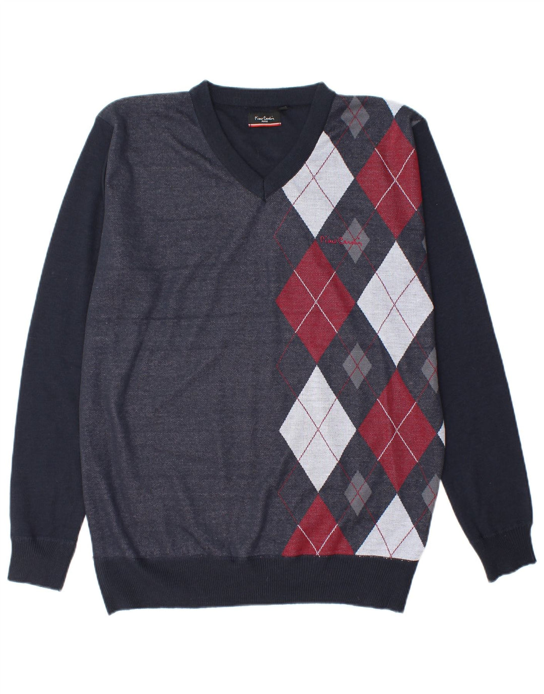 Pierre Cardin Maglione da uomo con scollo a V grande blu navy a rombi/diamante