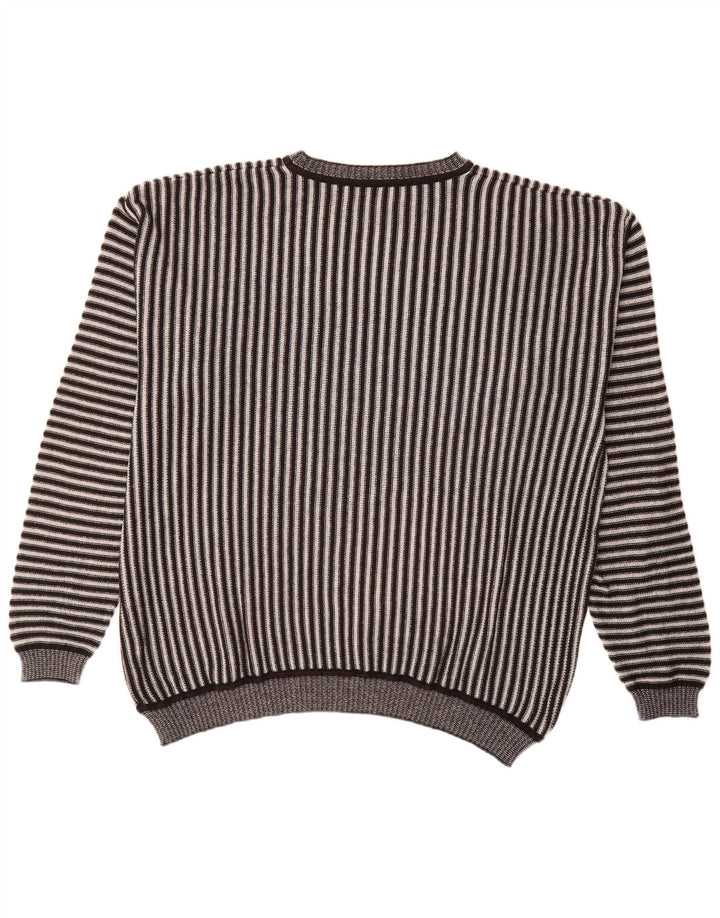 Maglione maglione da uomo con scollo a barca Alba Moda XL a righe marroni