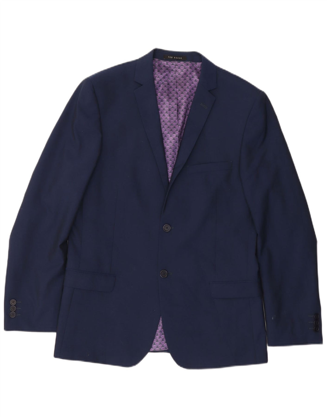 Giacca blazer da uomo a 2 bottoni Ted Baker UK 40 Large in lana blu navy
