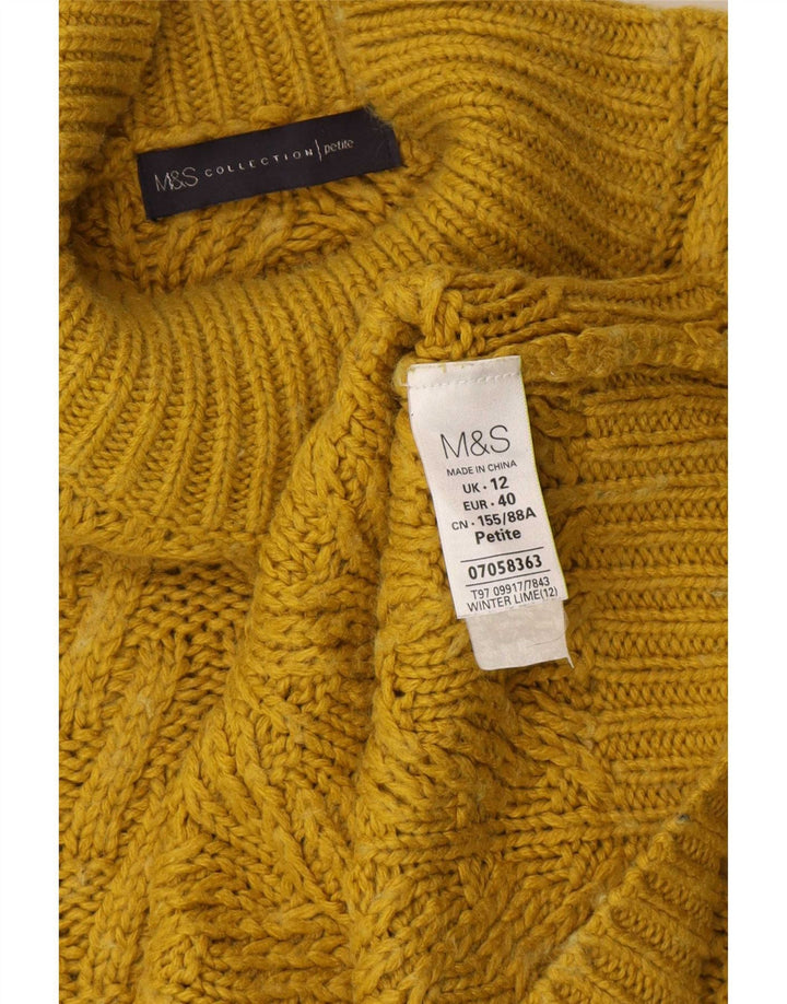 Maglione maglione a collo alto da donna Marks & Spencer UK 12 giallo medio
