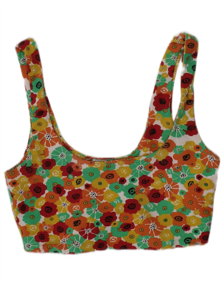 Top corto grafico da donna ZARA UK 12 medio multicolore floreale colorato