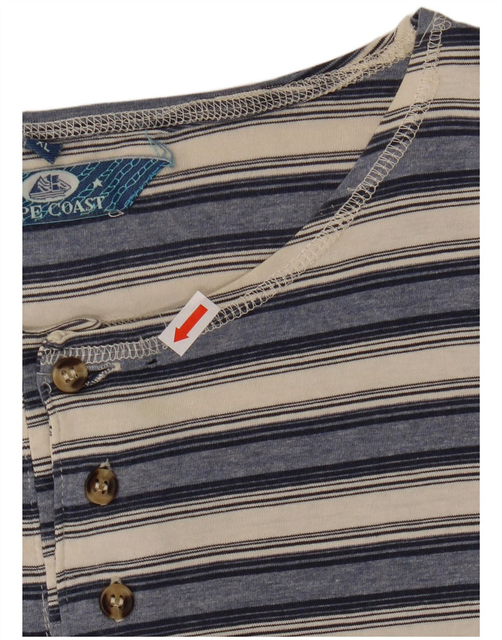 T-shirt da uomo VINTAGE Top XL in cotone a righe blu navy