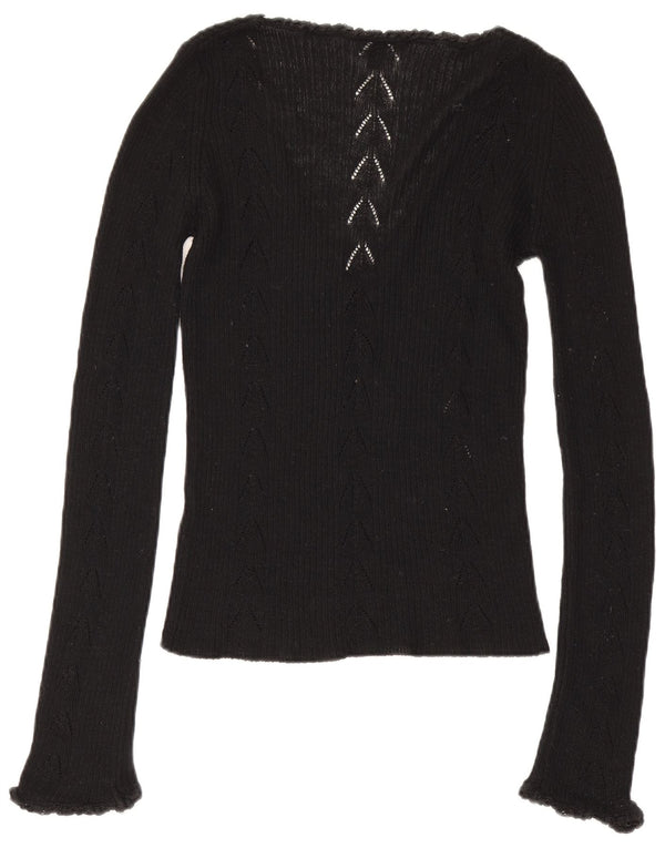 Calvin Klein Top grafico da donna manica lunga UK 12 medio nero