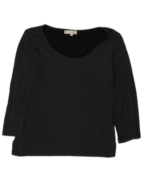 Top da donna Hobbs manica 3/4 UK 10 piccolo in viscosa maculata nera