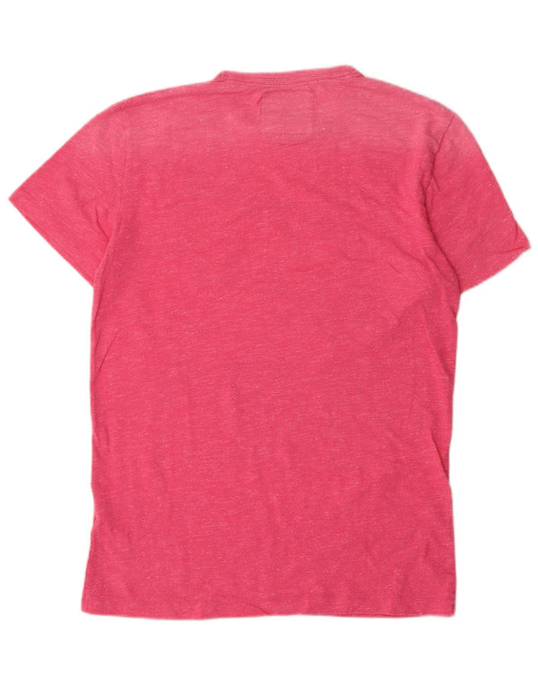 T-shirt grafica da donna Superdry Top UK 14 cotone screziato rosa medio