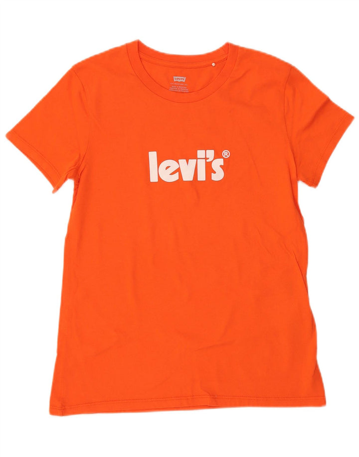 T-shirt grafica da donna LEVI'S UK 6 XS arancione cotone