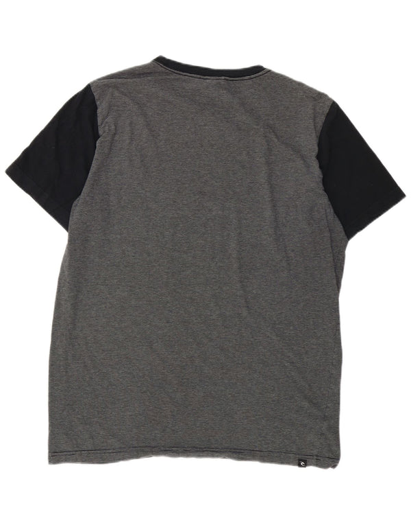 T-shirt grafica da uomo con vestibilità standard Rip Curl XL in cotone color block grigio