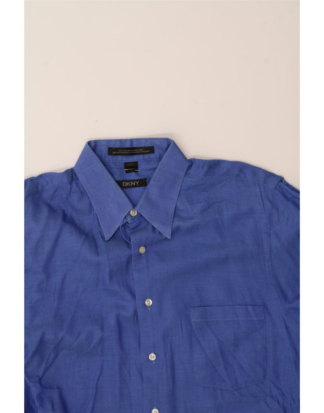 DKNY Mens Shirt Size 16 Large Blue Cotton Vintage Dkny and Second-Hand Dkny from Messina Hembry 