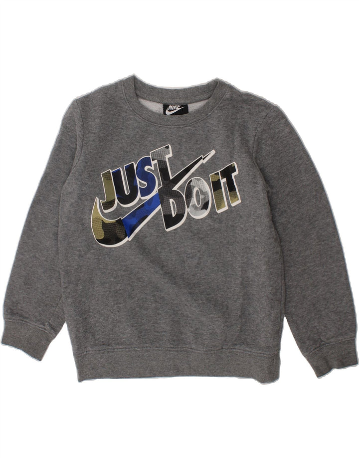 NIKE Boys Graphic Sweatshirt Jumper 6-7 Years Large  Grey Cotton Vintage Nike and Second-Hand Nike from Messina Hembry 