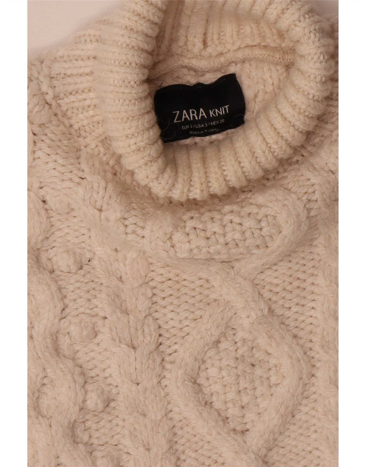Maglione a collo alto oversize da donna Zara UK 10 piccolo acrilico beige