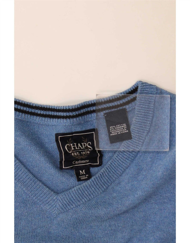Maglione da uomo con scollo a V Chaps in cotone blu medio