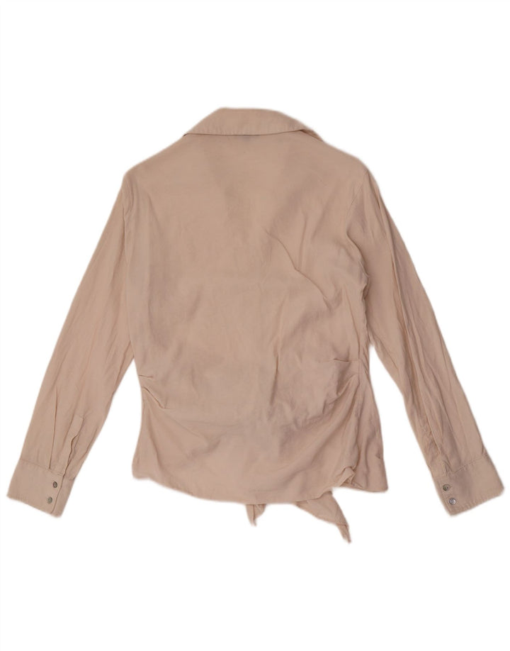 Massimo Dutti Camicetta da donna con cravatta sul davanti UK 10 Small Beige Viscosa