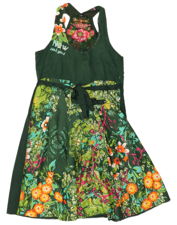 Desigual Abito da donna senza maniche a trapezio EU 38 Verde medio floreale