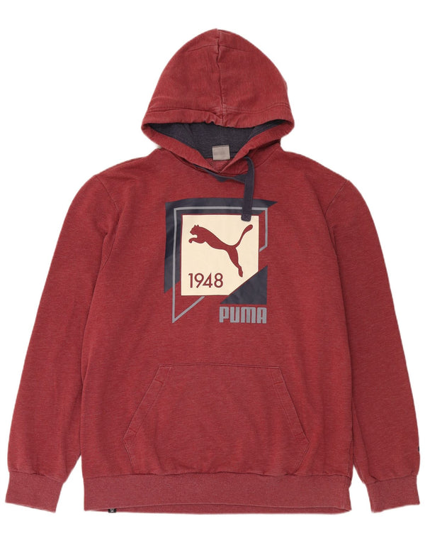 Felpa con cappuccio grafica da uomo Puma 2XL in cotone bordeaux