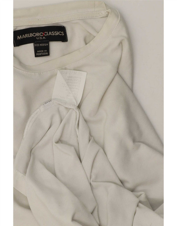Marlboro Classics Top da uomo a maniche lunghe in cotone bianco medio