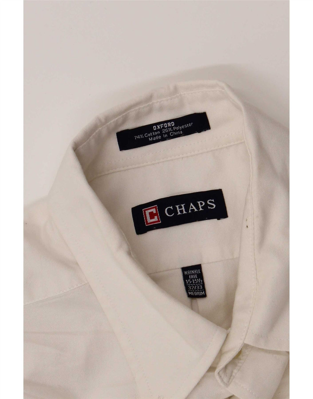 Camicia da uomo Chaps taglia 15 1/2 cotone bianco medio