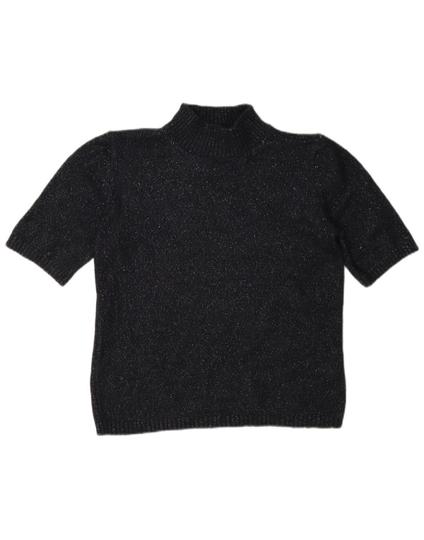 Maglione maglione a collo alto da donna Marks & Spencer UK 10 piccolo nero chiazzato