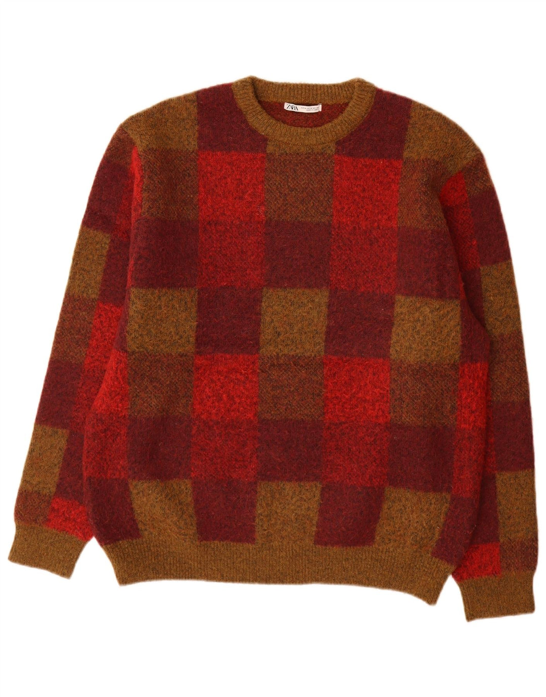 Maglione maglione girocollo da uomo Zara in poliestere geometrico multicolore medio