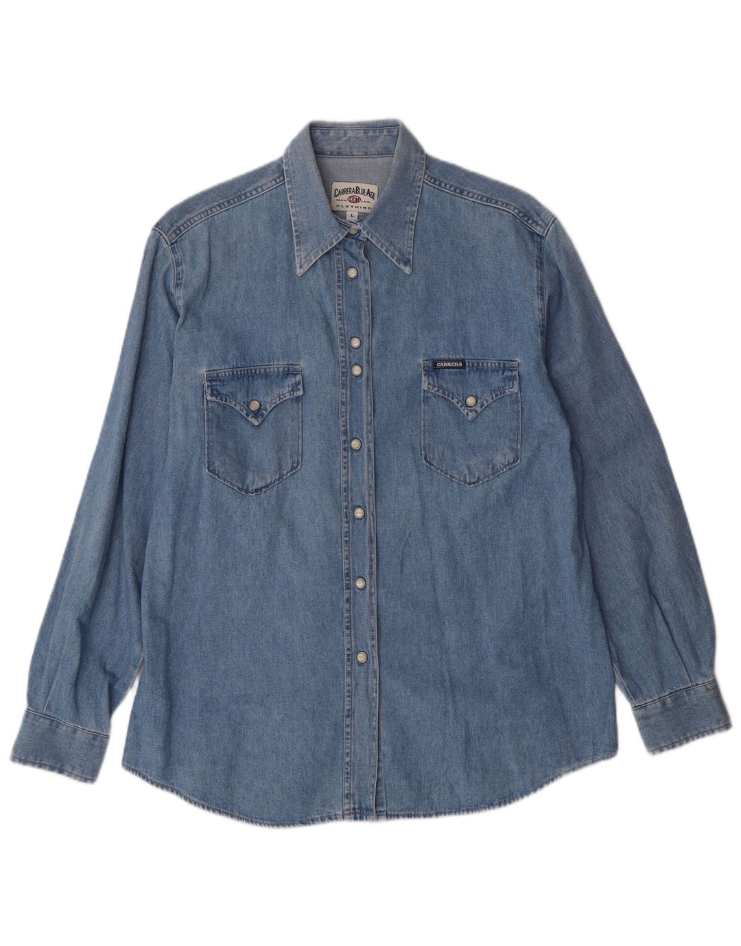 CARRERA Womens Denim Shirt UK 16 Large Blue