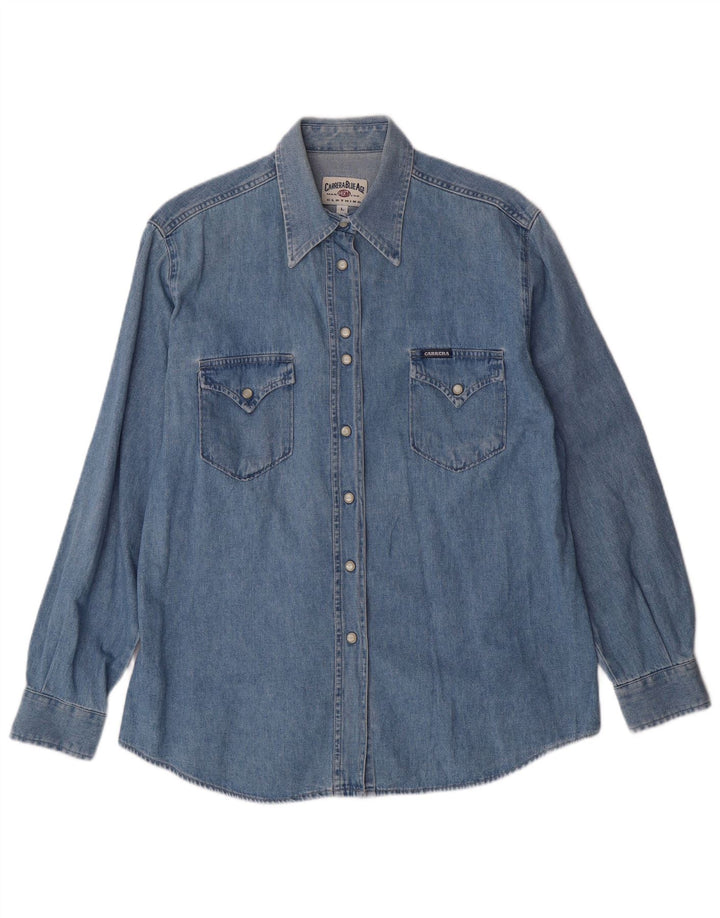 CARRERA Womens Denim Shirt UK 16 Large Blue