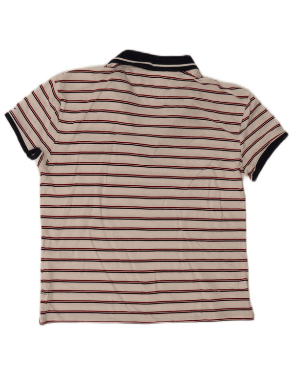 Polo da donna Tommy Hilfiger UK 12 cotone a righe bianche medie