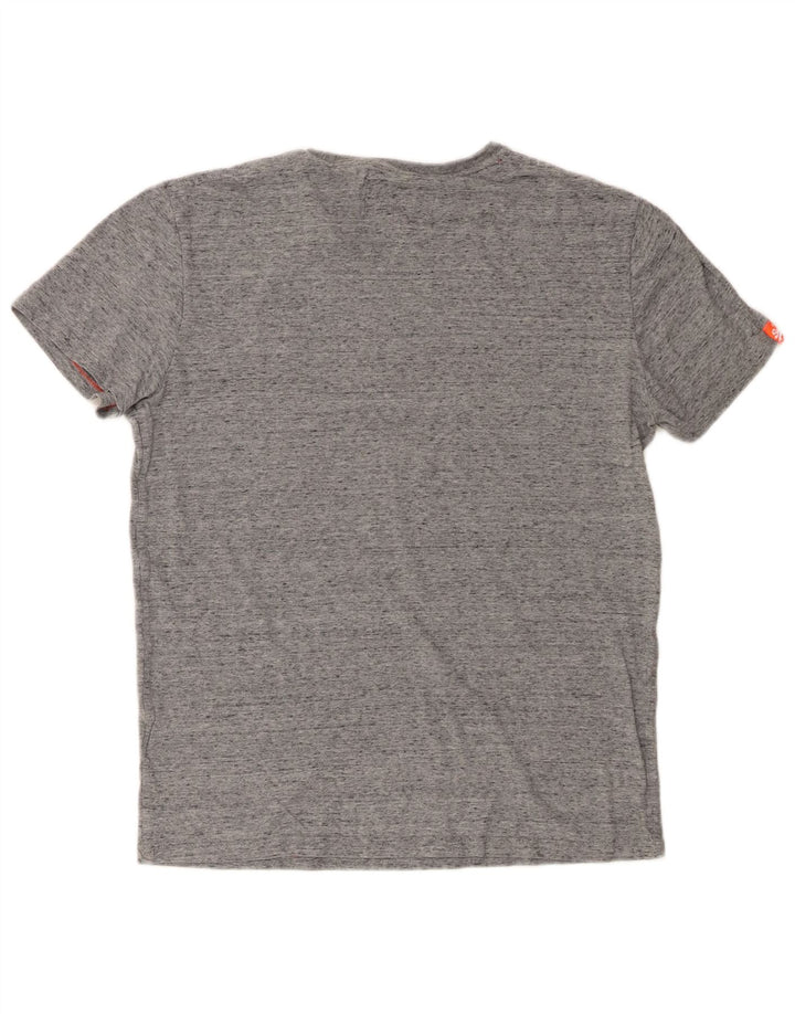T-shirt da uomo Superdry Top grande in cotone chiazzato grigio